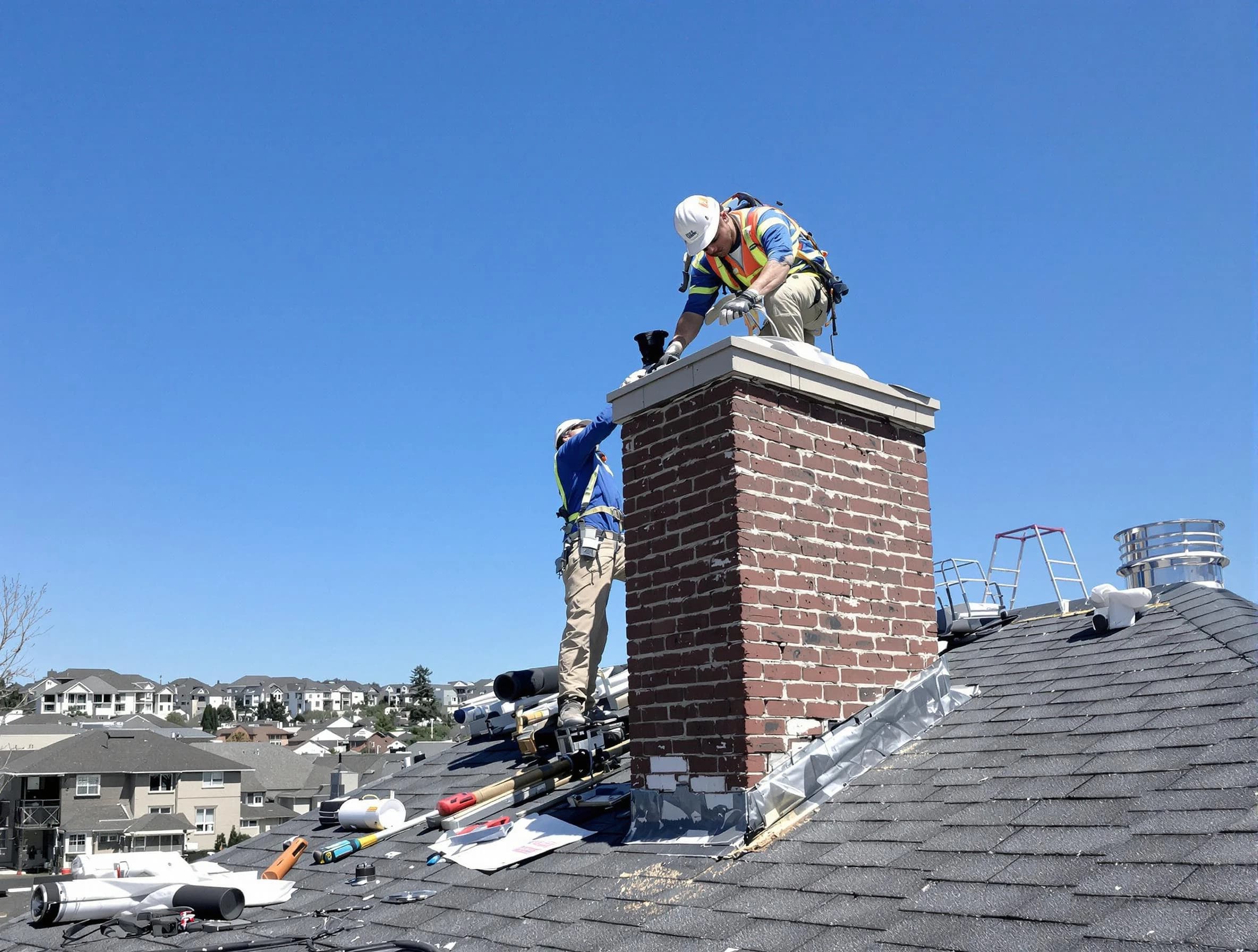 Wayne Chimney Sweep repairing a chimney crown in Wayne, NJ