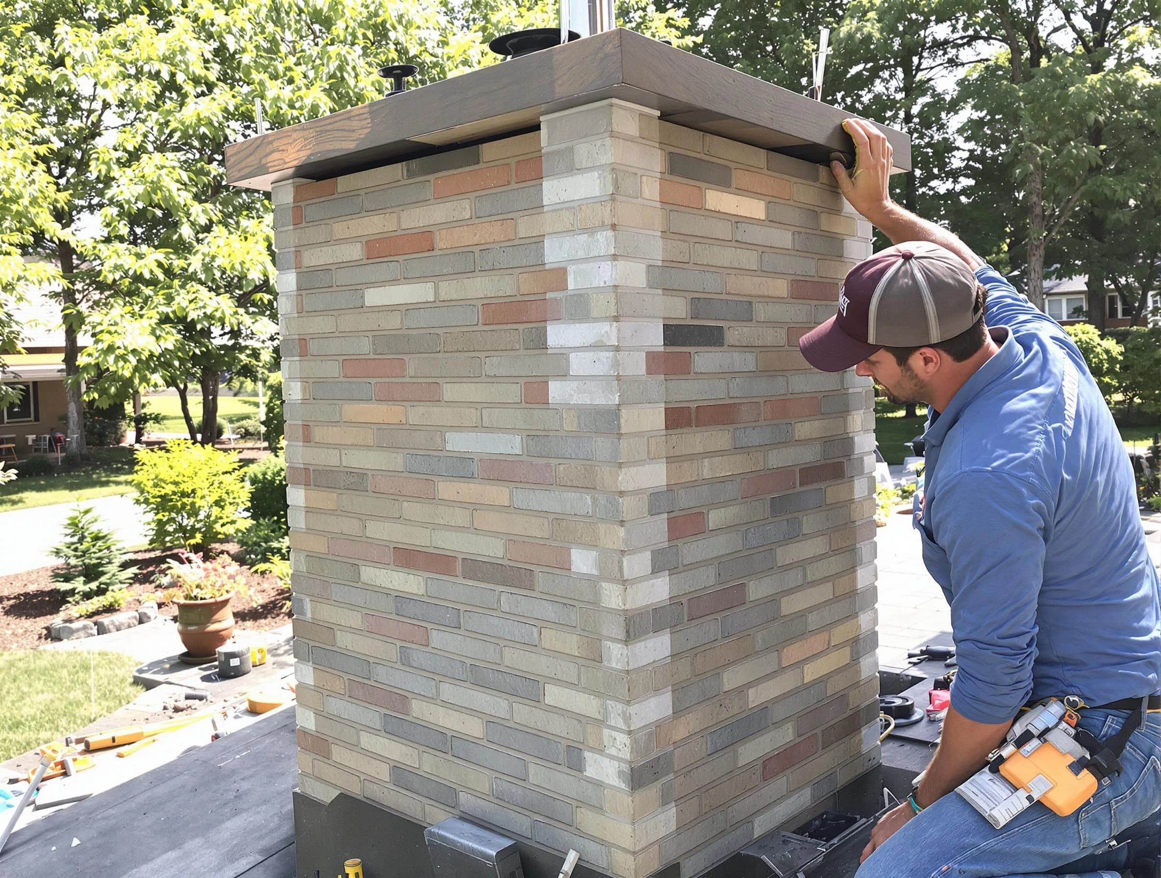 Wayne Chimney Sweep completing a modern chimney remodel in Wayne, NJ