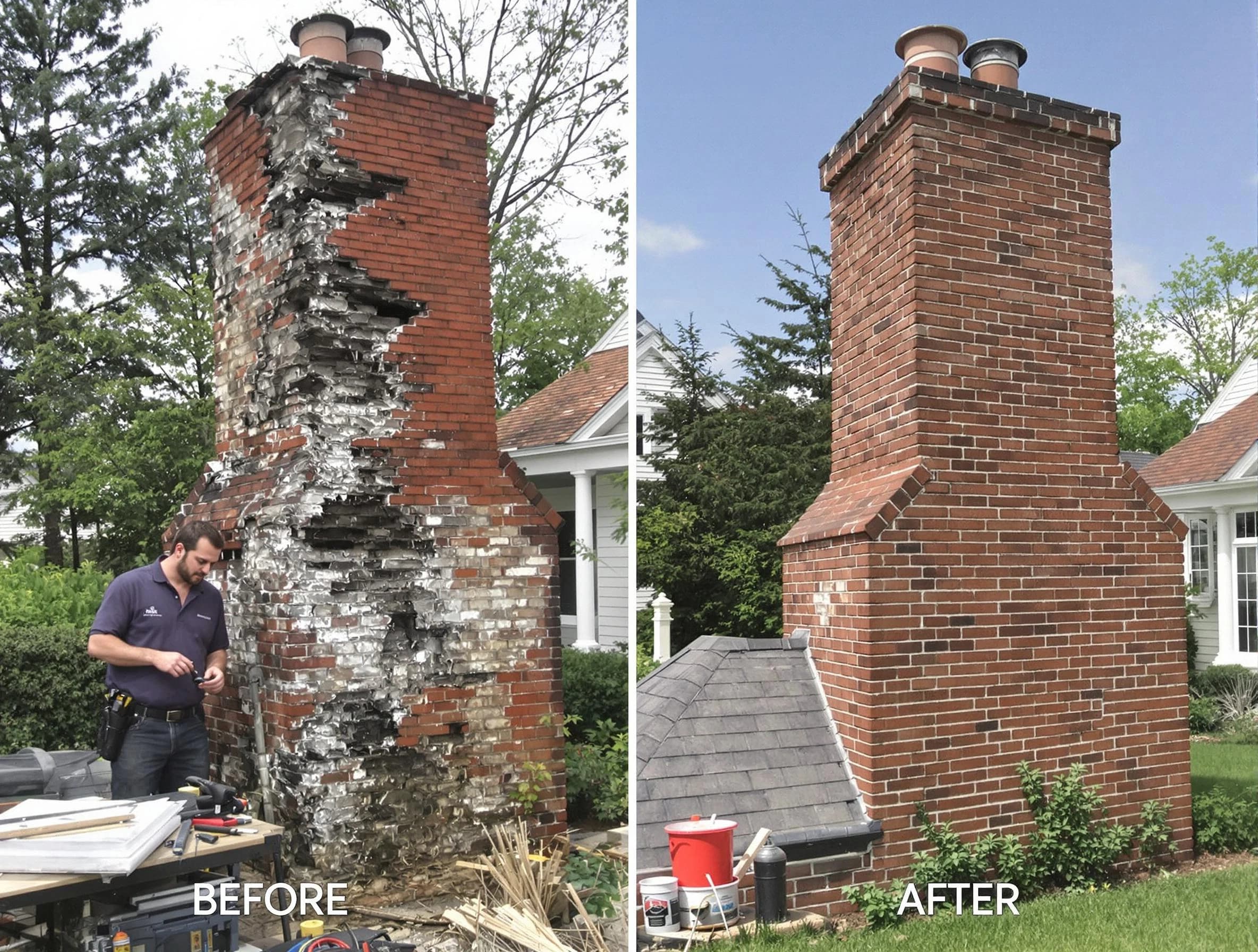 Wayne Chimney Sweep performing a full chimney restoration in Wayne, NJ