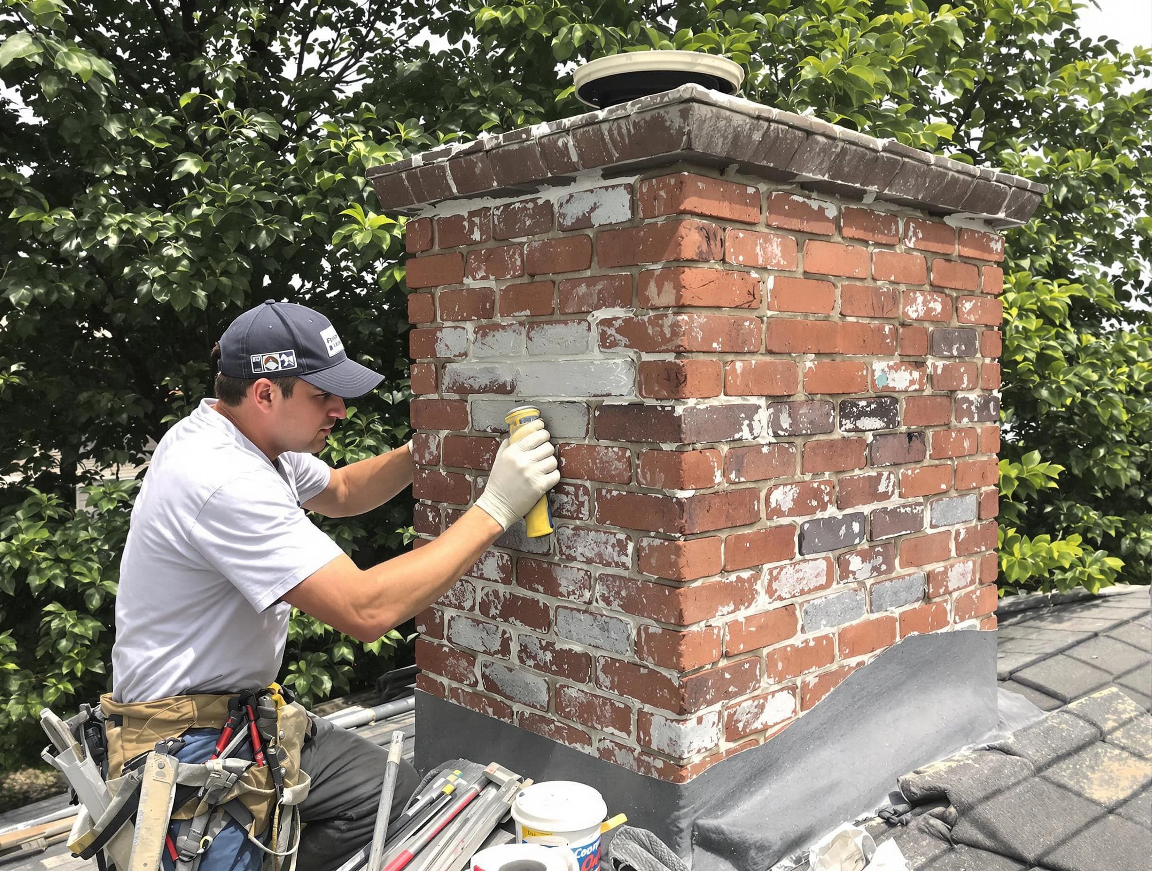 Wayne Chimney Sweep restoring an aging chimney in Wayne, NJ