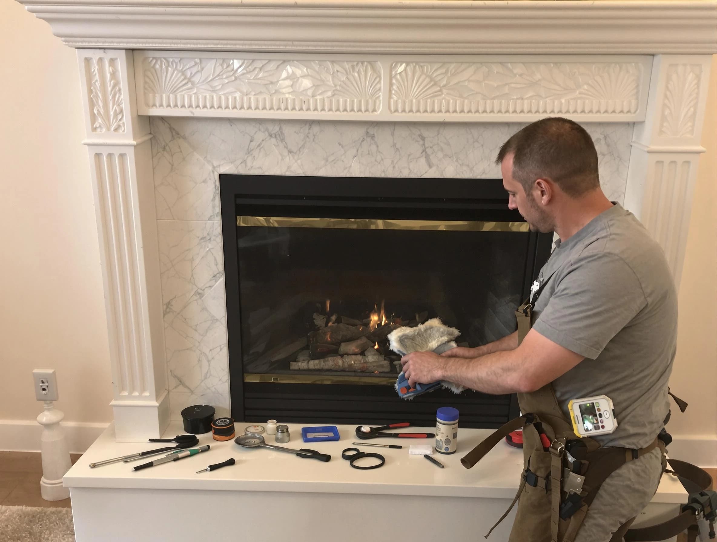 Wayne Chimney Sweep performing fireplace maintenance in Wayne, NJ
